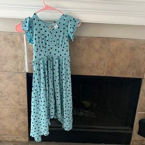 Girls blue dress with black dots